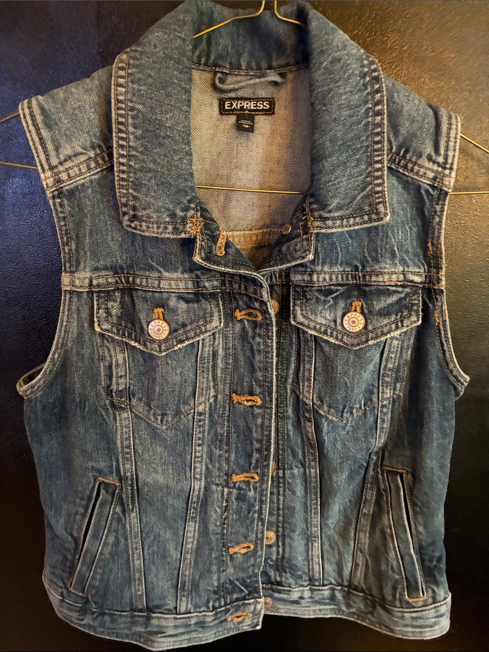 Express Blue Denim Sleeveless Vest XS